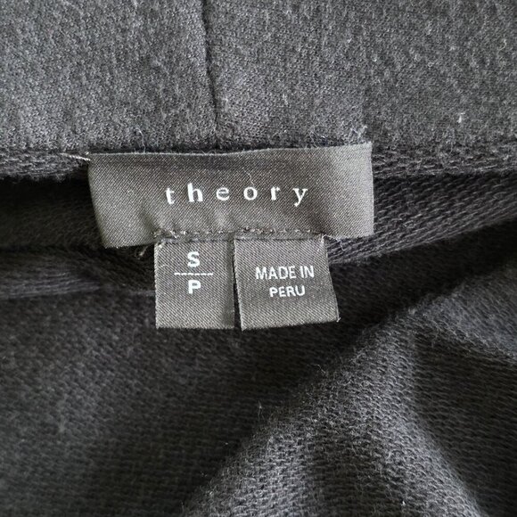 Theory Kolma Cardigan Womens S Black LS Cocoon Open Cotton Blend Pockets Capsule - Picture 3 of 16